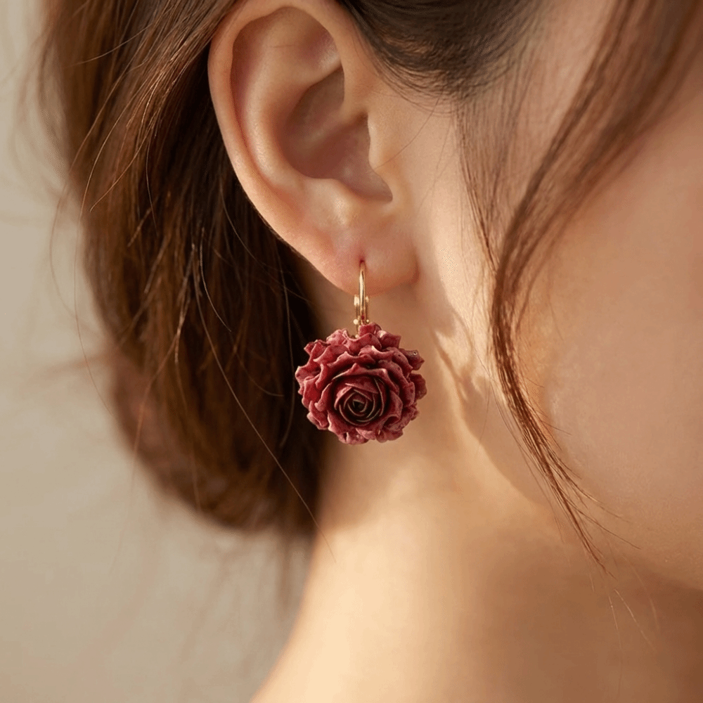 Sweet Artificial Rose Earrings - Flower Preservation Resin review and price
