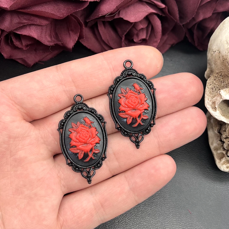 4pcs Gothic Red Rose Cameo Cha - Flower Preservation Resin review and price