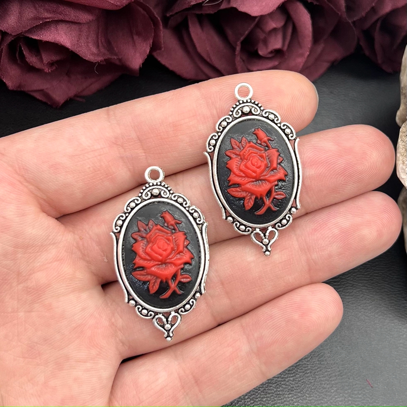 4pcs Gothic Red Rose Cameo Cha - Flower Preservation Resin review and price